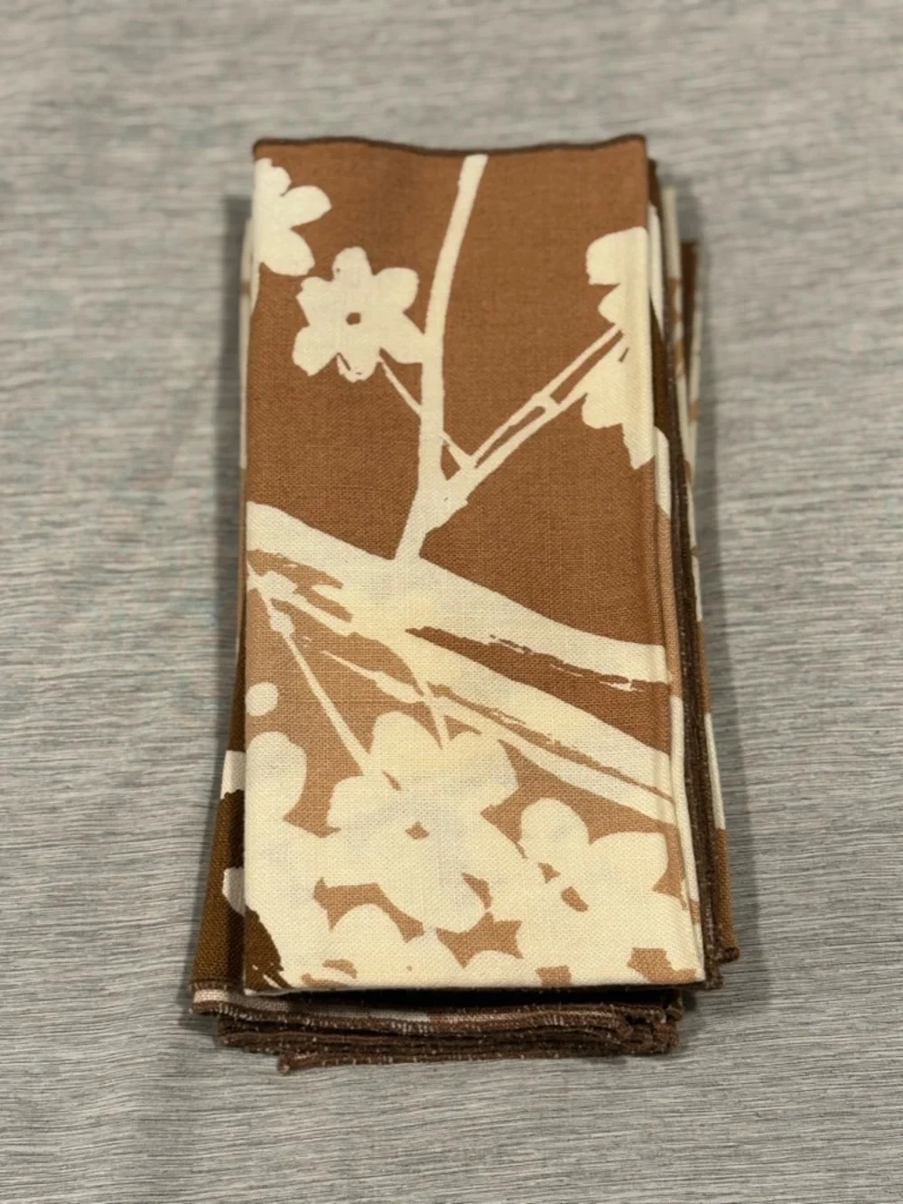 Floral Cotton Napkins in Brown and Cream